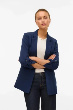Blazer abierta con manga remangada