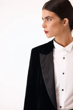Blazer de terciopelo y satén