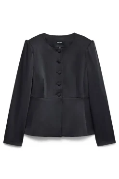 Blazer satinada de mujer con mangas abullonadas