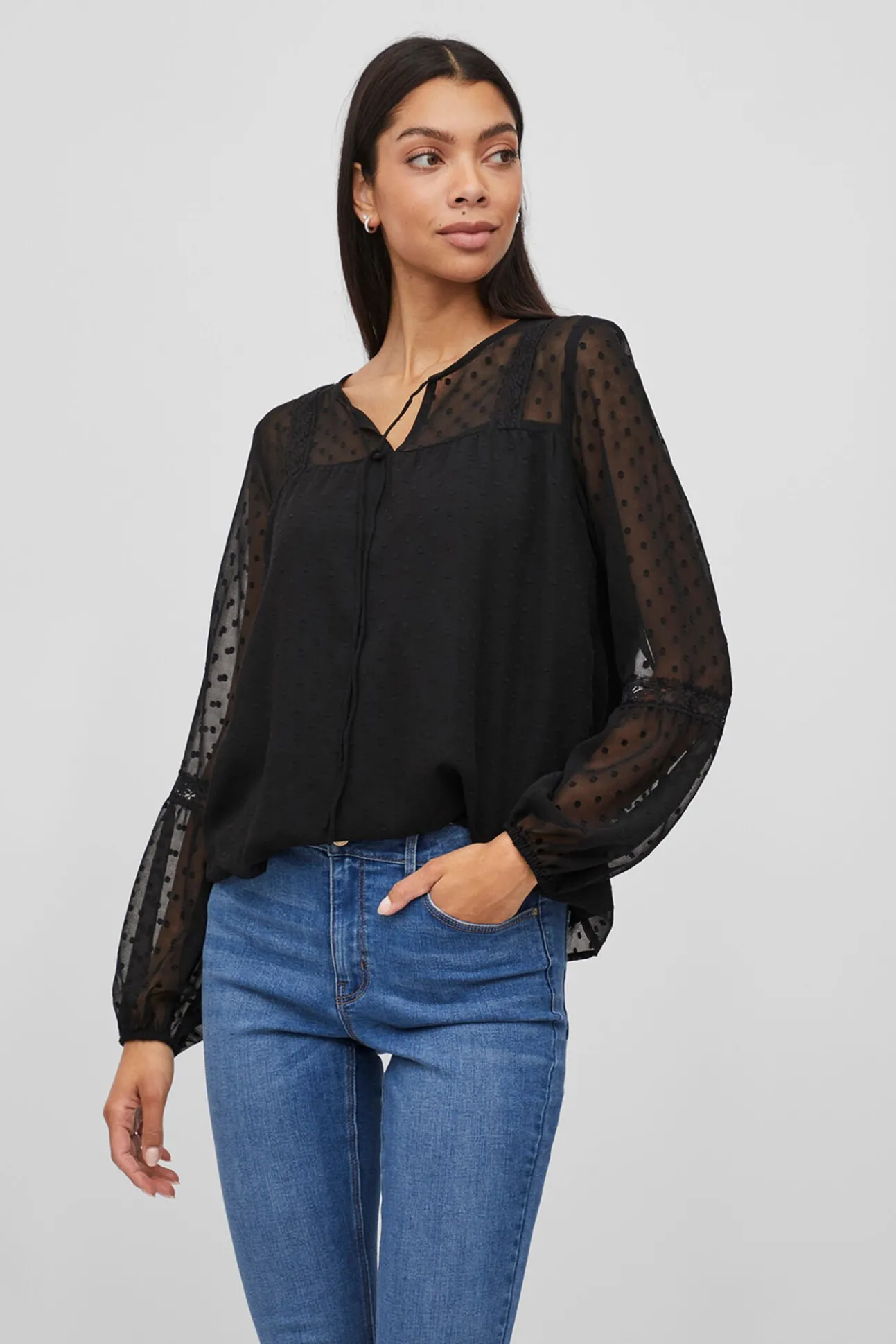 Blusa manga larga plumeti