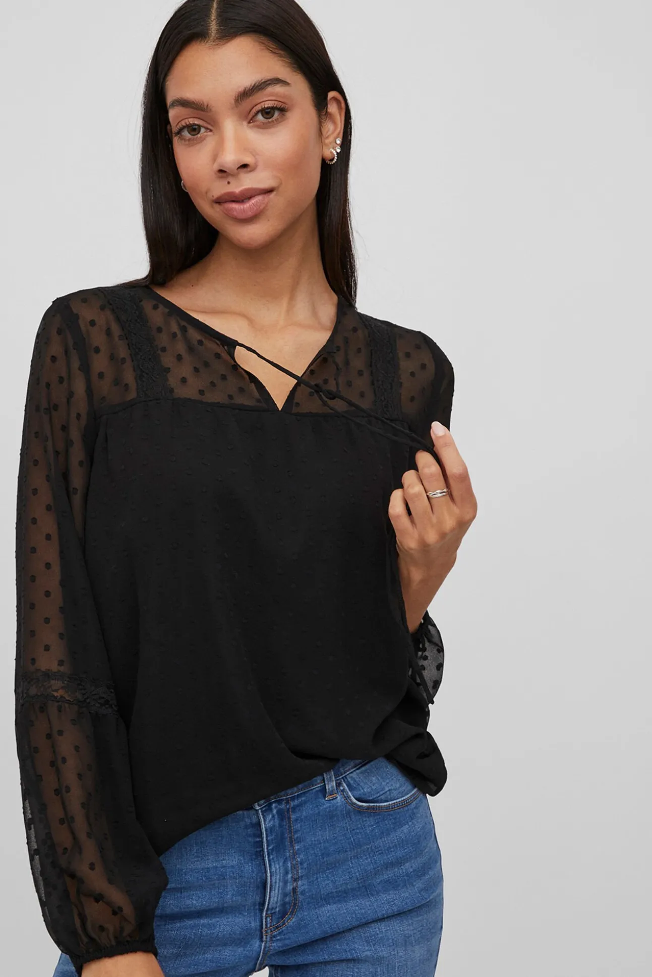Blusa manga larga plumeti