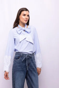 Blusa rayas encaje