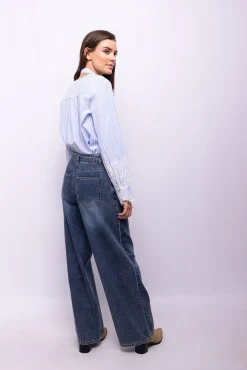 Blusa rayas encaje