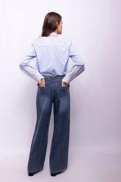 Blusa rayas encaje