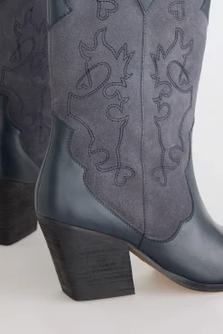 Bota piel y serraje