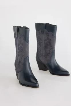Bota piel y serraje