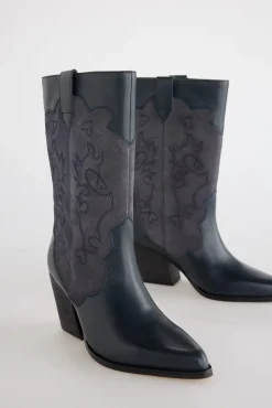 Bota piel y serraje