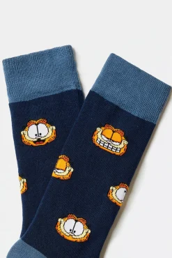 Calcetines altos Besocks de Garfield de algodón orgánico color azul