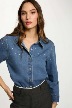 Camisa corta con cabujones