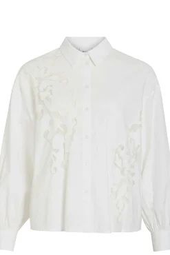 Camisa de viscosa y algodón con encaje
