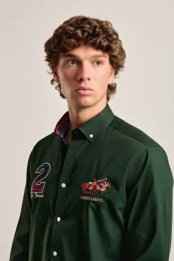 Camisa hombre Valecuatro verde modelo caballos