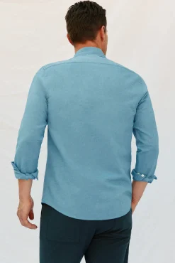 Camisa lino algodón liso