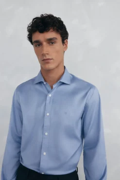 Camisa lisa twill fácil plancha + anti olor slim fit