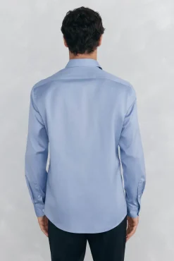 Camisa lisa twill fácil plancha + anti olor slim fit