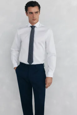 Camisa lisa twill fácil plancha + anti olor slim fit