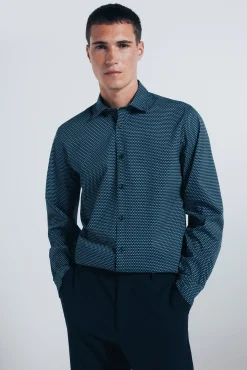 Camisa popelín micro estampado