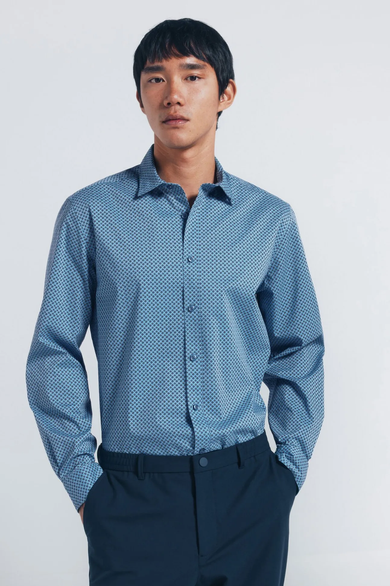 Camisa popelín micro estampado