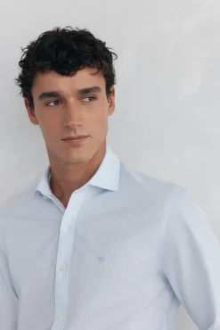 Camisa rayas fácil plancha + anti olor slim fit