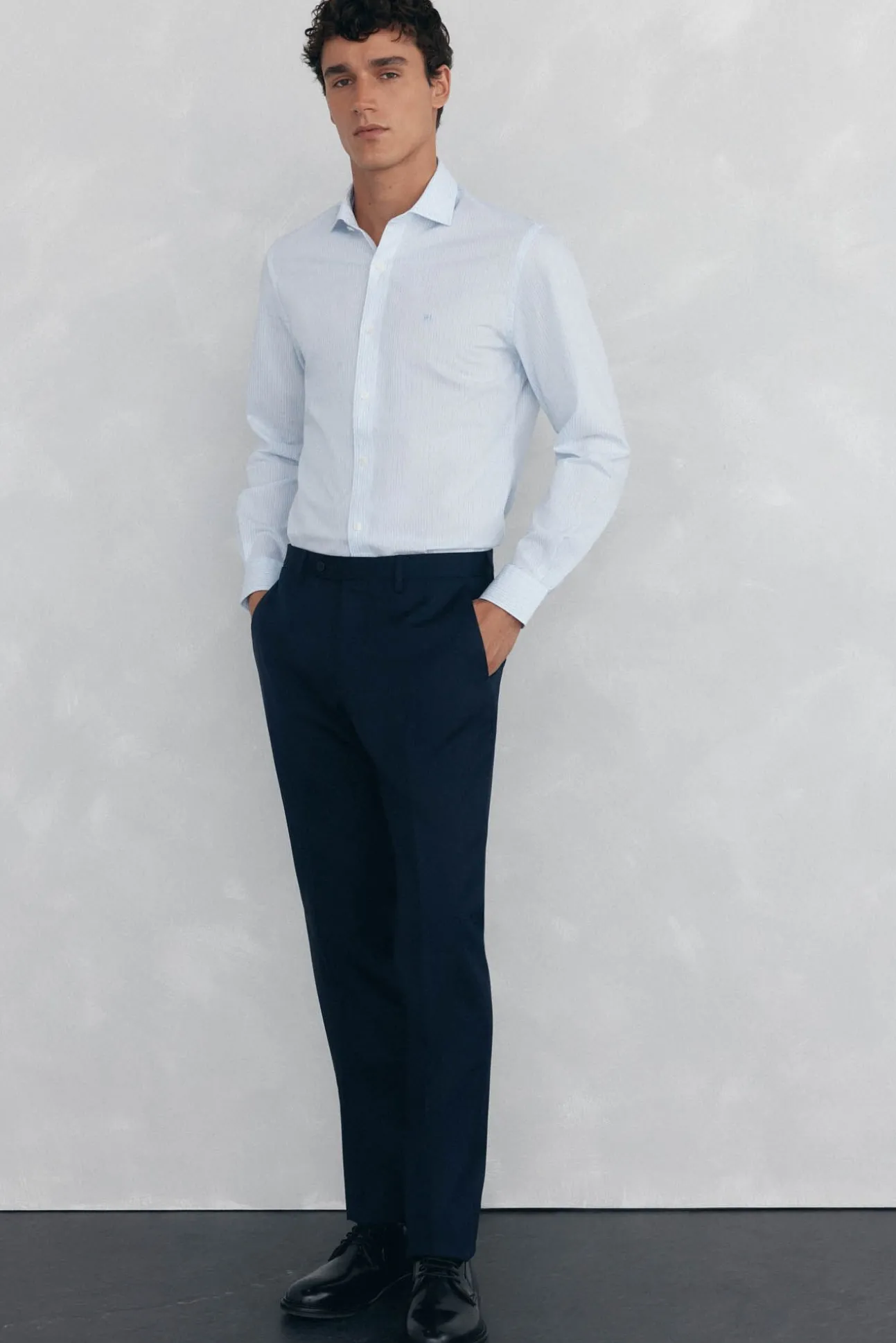 Camisa rayas fácil plancha + anti olor slim fit