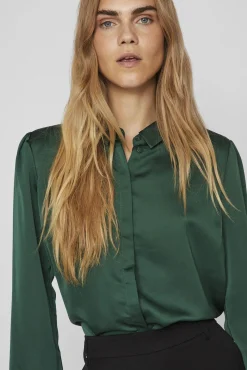 Camisa satinada manga larga
