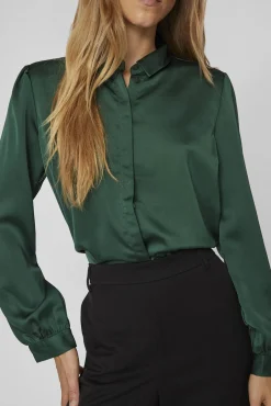 Camisa satinada manga larga