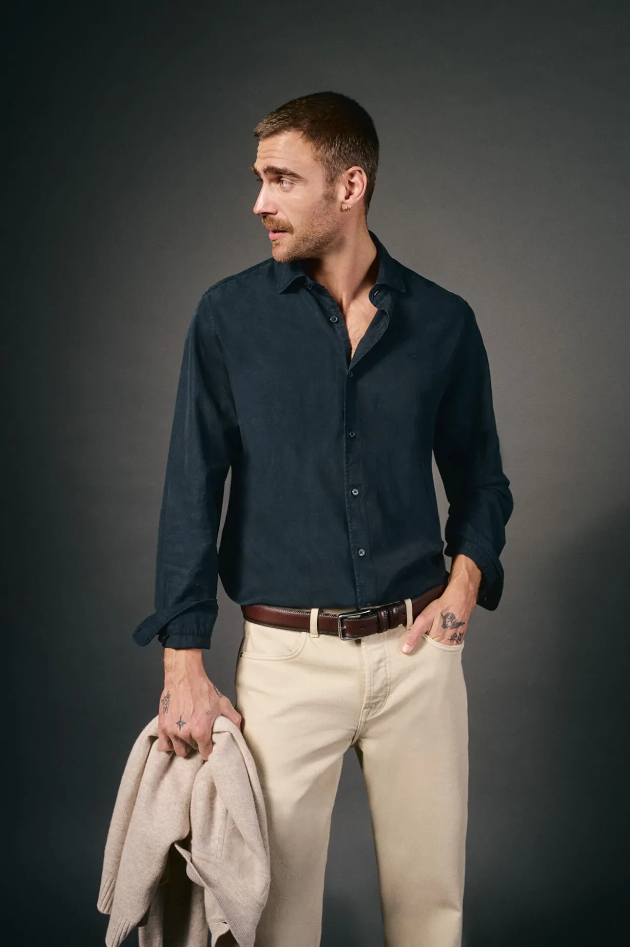 Camisa twill liso tencel algodón