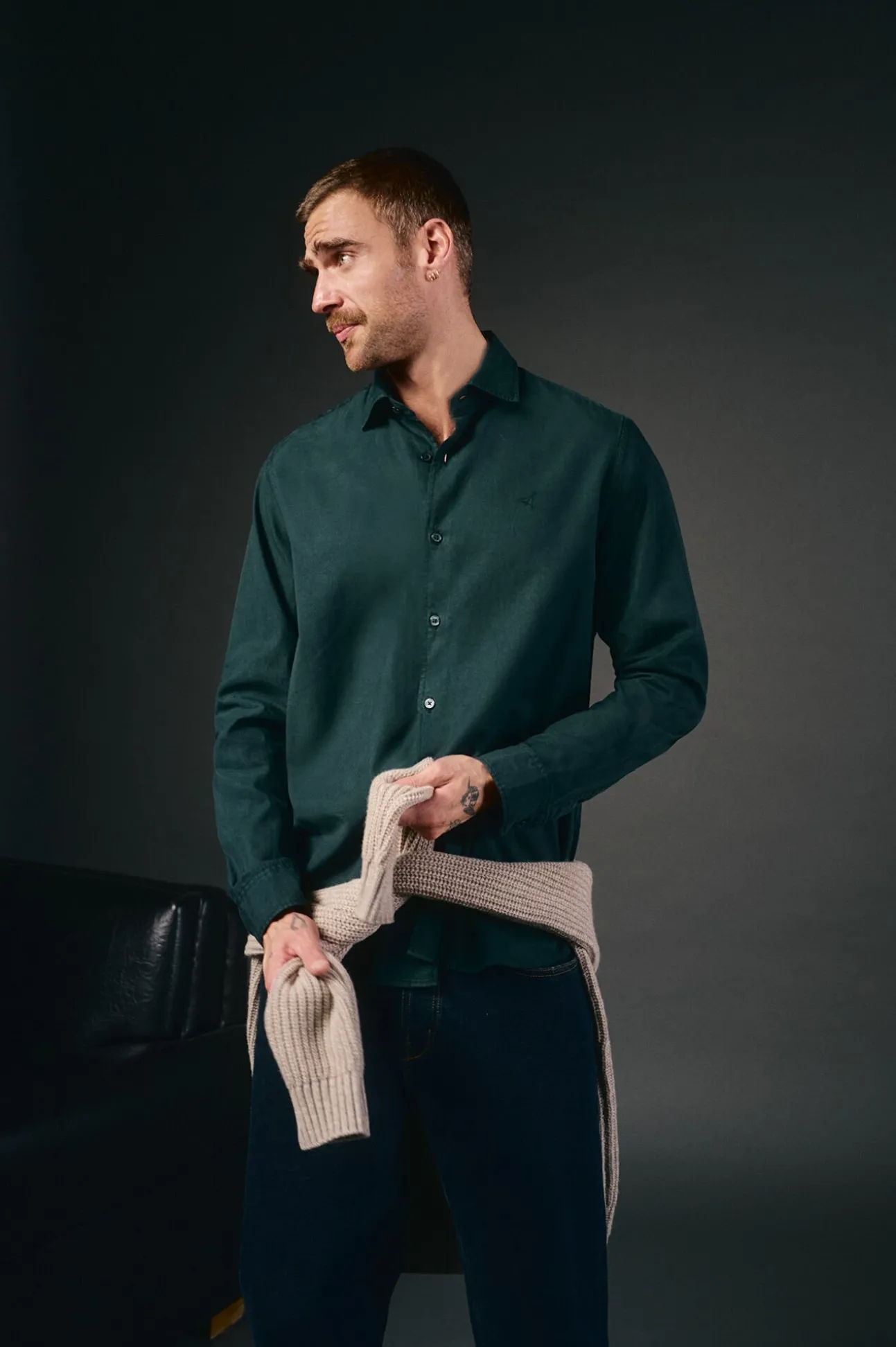 Camisa twill liso tencel algodón