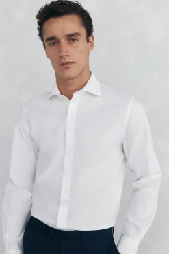 Camisa vestir lisa non iron + antimanchas slim fit