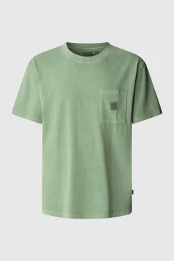 Camiseta de manga corta teñida en prenda.