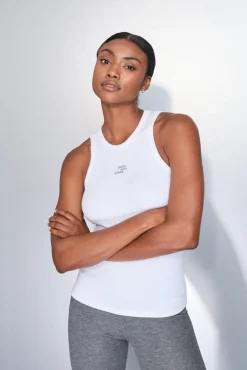 Camiseta halter algodón canalé blanco