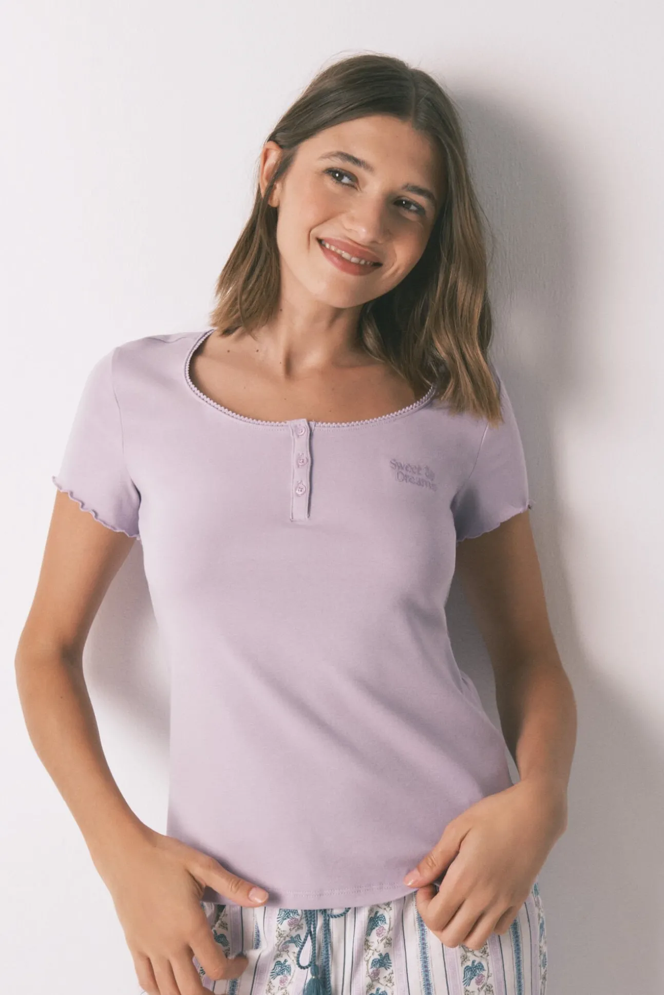 Camiseta manga corta algodón lila