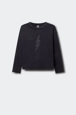 Camiseta manga larga rayo diamantes niña