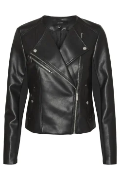 Cazadora biker de polipiel de mujer