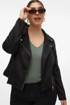 Cazadora efecto piel talla grande