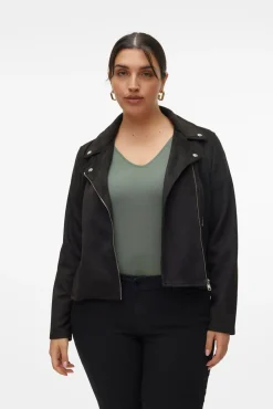 Cazadora efecto piel talla grande