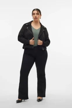 Cazadora efecto piel talla grande