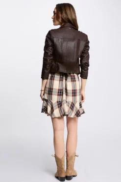 Chaqueta recta con cuello con muescas