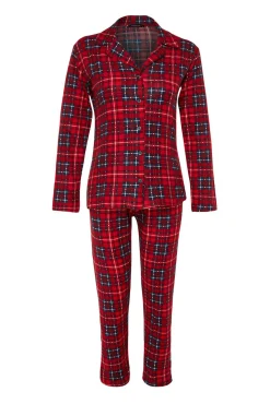 Conjunto pijama camisero cuadros rojo