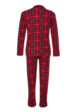 Conjunto pijama camisero cuadros rojo
