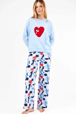 Conjunto pijama en punto interlock motivos corazones