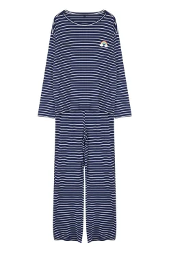 Conjunto pijama viscosa rayas azul arco iris