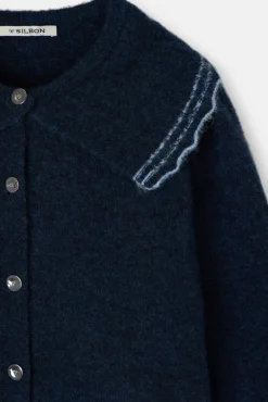Cárdigan cuello bobo contraste