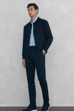 Cárdigan punto algodón cuello polo botones