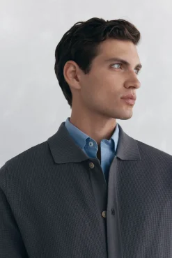 Cárdigan punto algodón cuello polo botones