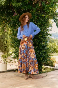 Falda daphne estampado tierra