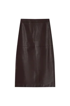 Falda larga midi en cuero
