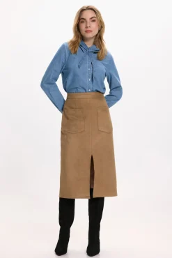 Falda midi antelina
