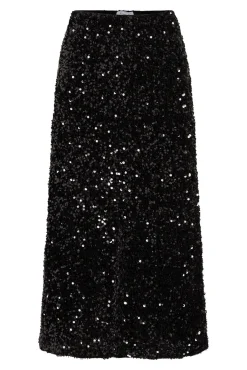 Falda midi con lentejuelas