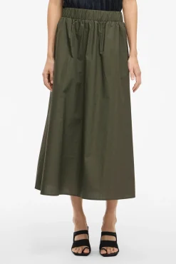 Falda midi de algodón orgánico con viscosa