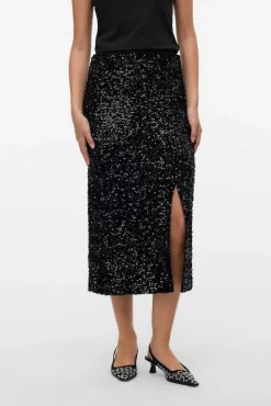 Falda midi lentejuelas